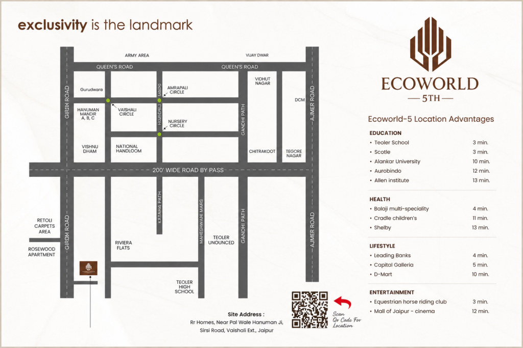 Ecoworld 5th Vaishali Nagar Extension location map with nearby schools, hospitals and landmarks